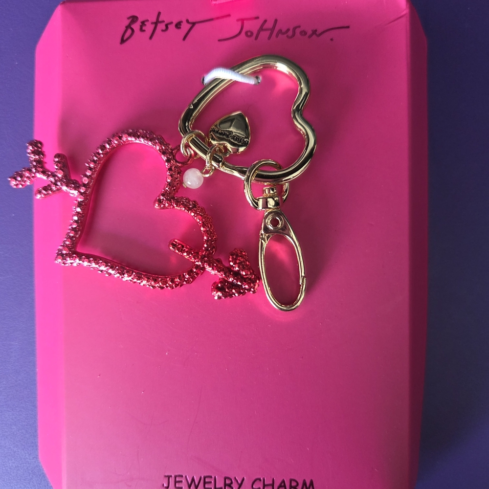 Betsey Johnson Pink Heart Arrow Keychain Charm